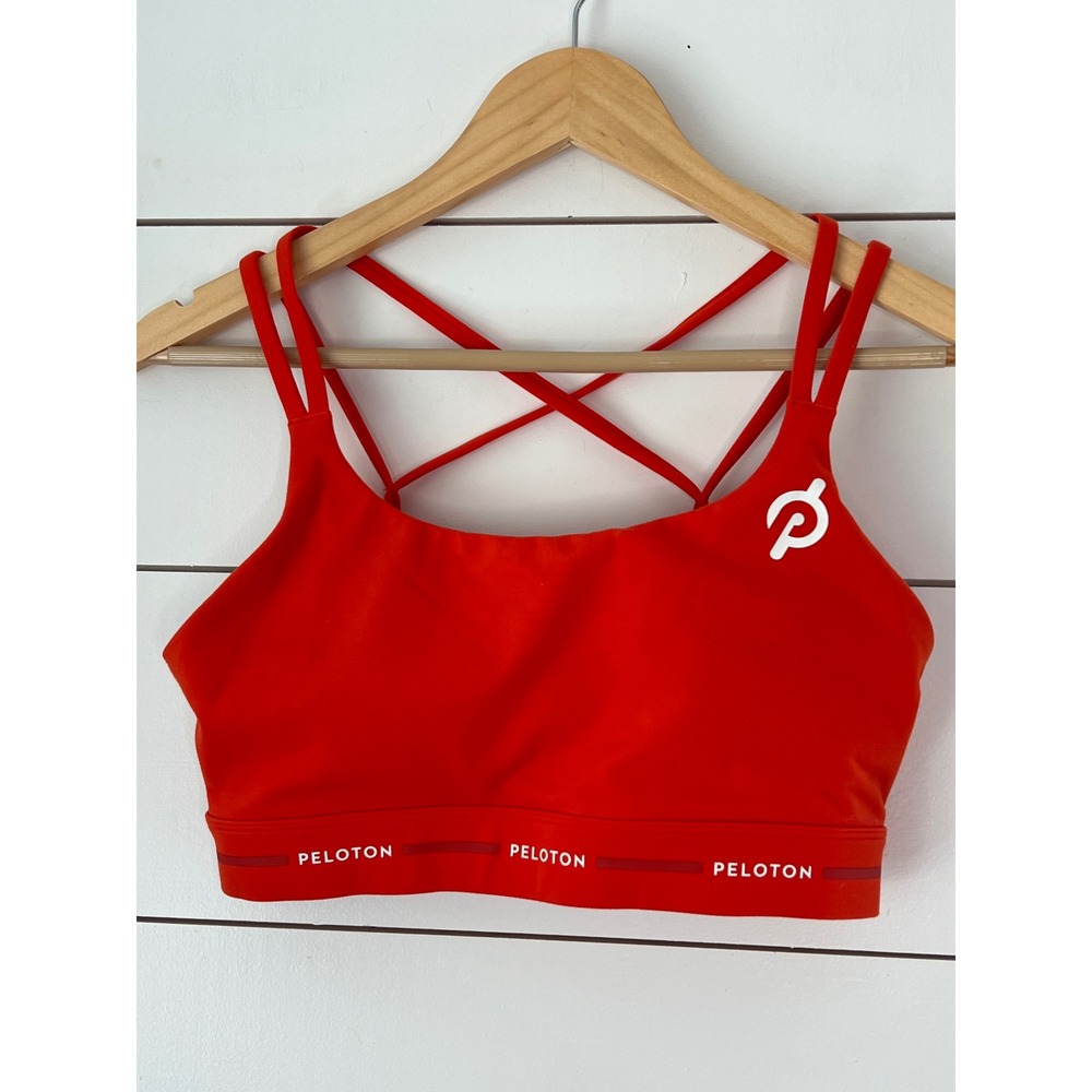 Peloton Womens Strappy Crisscross Back Sports Bra Red Orange Size Small active